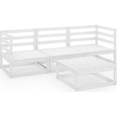 Set de salón de jardín de 4 pzas blanco madera maciza de pino vidaXL (1/5)
