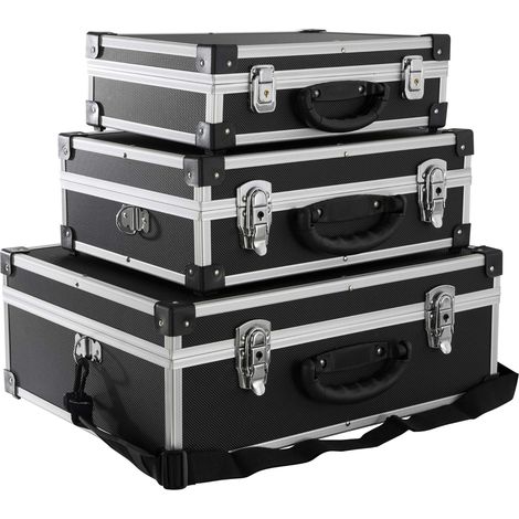 Arebos – Lot de 3 mallettes en aluminium 100L – Résistantes à la poussière et à l'eau – Sécurisées avec fermetures verrouillables – Pour outils et appareils sensibles