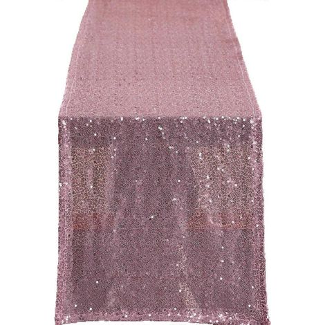 Nappe à paillettes roses, chemin de table infroissable pour décorations de fête, réception de mariage, anniversaire, 33 x 160 (1/5)
