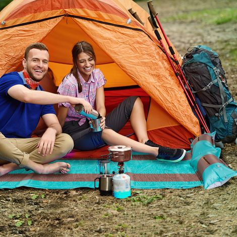Selbstaufblasende 2-Personen-Campingmatratze mit Kissen und Tragetasche – Ultraleicht für Camping und Wandern