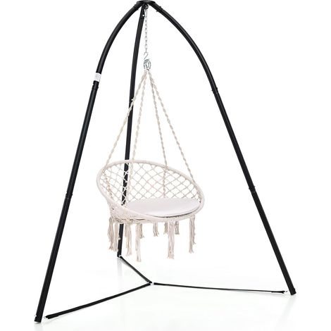 Costway – Support pour fauteuil suspendu en métal – Capacité 200 kg – Base trépied stable – Chaîne de suspension ajustable – Utilisation intérieure et extérieure