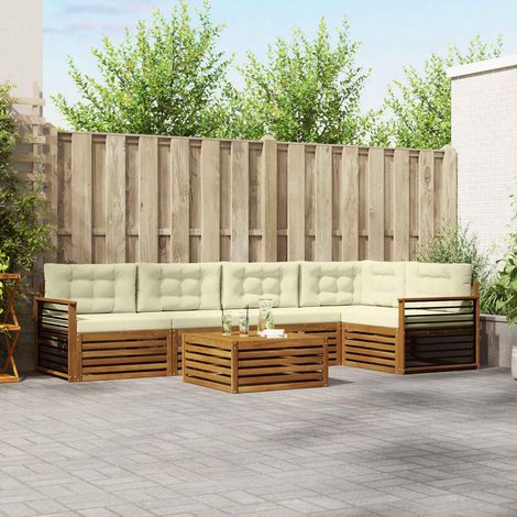 vidaXL Outdoor-Sofagarnitur mit Kissen 6 pcs Natur und Creme (1/5)