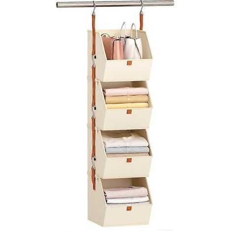 Sacs de rangement pour armoire, organisateur de placard suspendu à 4 niveaux, design gain de place (1/5)
