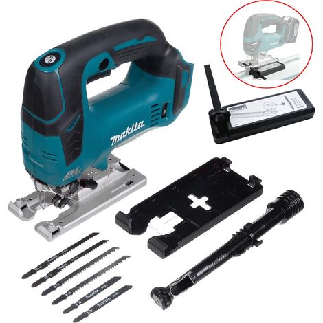Makita DJV182Z 18v LXT Brushless Motor Top Grip Jigsaw Bare + Guide Rail Adapter (1/4)