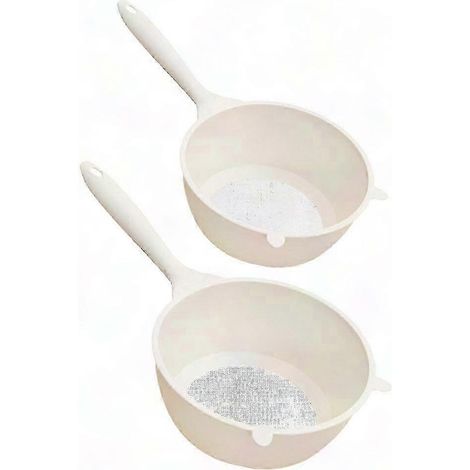 Reissieb aus Kunststoff mit Griff, 2er-Set, zum Waschen und Abspülen von Obst und Gemüse, praktischer Abtropfbehälter.