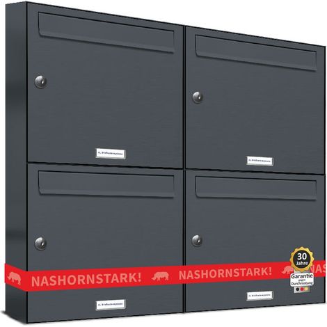 4er Briefkasten Anthrazit Anlage 4 Fach Wandbriefkasten Postkasten (1/5)
