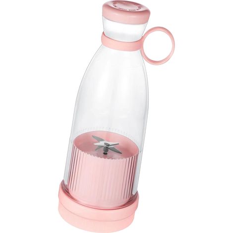 Blender portable multifonction rechargeable à 360°, mini extracteur de jus électrique portatif, idéal pour les voyages et les résidences étudiantes (rose). (1/5)