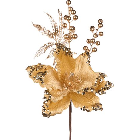 Fiore decorativo magnolia color oro per decorazioni e composizioni di fiori da 46 cm