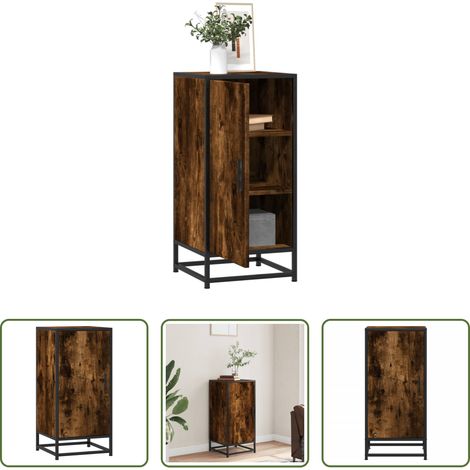vidaXL Metall -  Sideboard Räuchereiche 35,5x35x76 cm Holzwerkstoff und Metall (1/5)