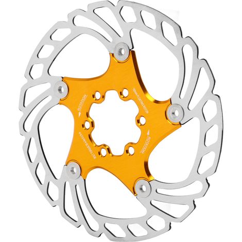 Disque de frein flottant 16 cm pour vélo, rotor à 6 boulons, plaquettes de frein, pièce de rechange VTT route, couleur or (1/5)
