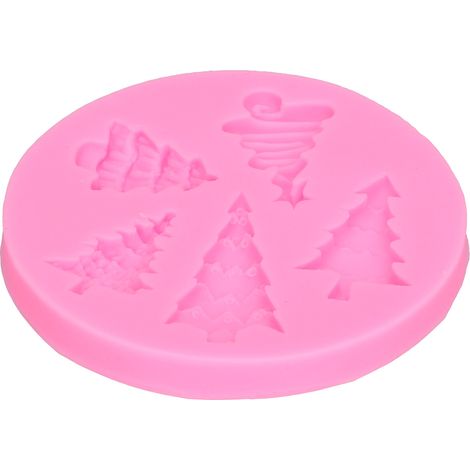 Moule sapin de Noël en silicone rose pour fondant, chocolat et pâtisserie maison. Idéal pour la maison et la pâtisserie.