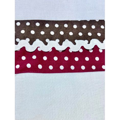 Brise-bise en étamine avec passe-tringle – Cœur à pois style campagne chic - 45x60cm - Blanc (1/3)
