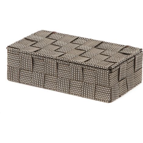 Compactor Toronto Cestino Portaoggetti Con Coperchio, Small, Cinghia Intrecciata, Marrone, 21 x 12 x 5,5 cm, RAN8555 (1/5)