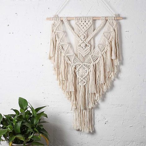 Tapisseries murales, tapis tissés à la main, décoration intérieure et extérieure pour salon et chambre (blanc). (1/5)