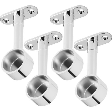 2 Paar (4 Stück) Schrankstangenhalter für 2 runde Schrankrohre Ø 25 mm Chrom poliert höhenverstellbar 64 - 93 mm Kleiderstangenhalter Kleiderstangenträger Schrankstangenträger von SOTECH