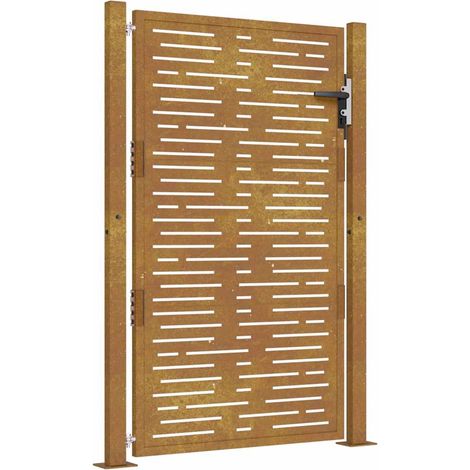 Portail de jardin，Portail de clôture，Portillon de jardin 105x130 cm acier corten conception de carré CFW59163 (1/5)
