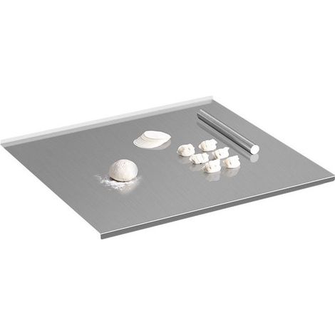 Tagliere in acciaio inox con bordo antiscivolo, color argento (1/5)