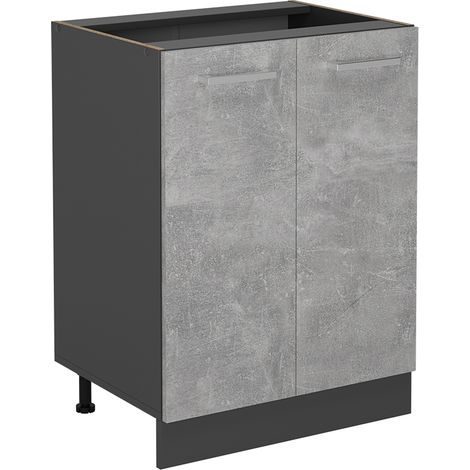 Mobiletto base cucina R-Line, Calcestruzzo, 60 cm senza piano di lavoro, Vicco