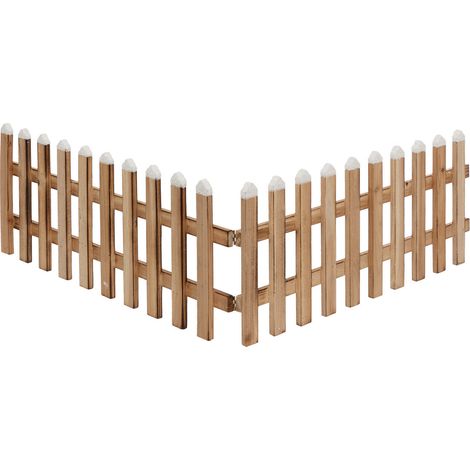 Fééric Lights And Christmas – Déco de Noël clôture en bois finition enneigée L 90 x H 20 cm – Bois de pin – Élément décoratif intérieur et extérieur (1/2)
