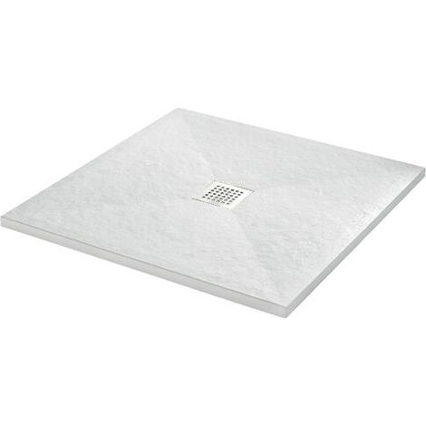 ONDEE ZEN - Receveur de douche NARA - Antidérapant Découpable 90x90 cm Résine Blanc Bonde