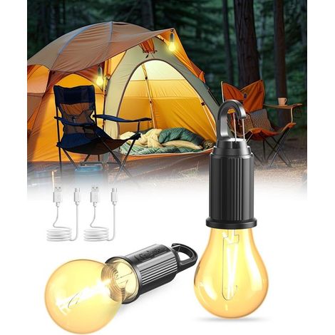 Lámpara LED portátil para camping - Recargable con 3 modos de iluminación para camping, tiendas de campaña, pesca y senderismo (2 unidades) (1/2)