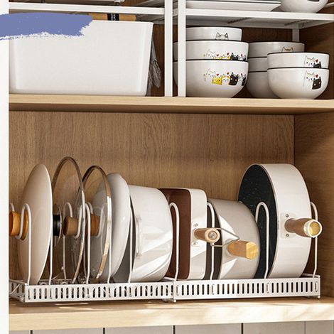 Porte-couvercles rétractable en fer blanc universel, compatible avec de nombreux ustensiles de cuisine. (1/5)