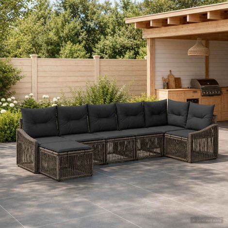 Set Divano da Giardino 7 pcs Grigio polyrattan vidaXL (1/5)