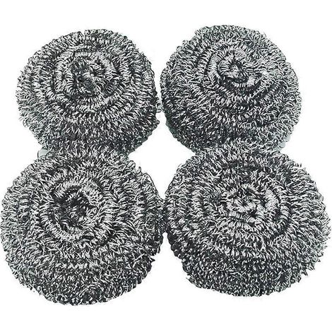 Lot de 4 éponges à récurer en acier inoxydable pour le nettoyage de la vaisselle et des bols, éponges spirales pratiques pour la cuisine (argent)-4pcs-Silver