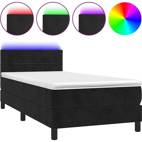 Maison Exclusive - Cama box spring colchón y LED terciopelo negro (1/5)