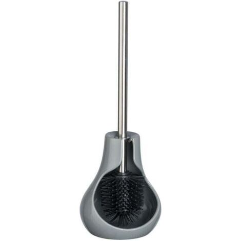 QORVA-Brosse WC silicone Drop Neo, Brosse WC noire, céramique, 14x40x13,5 cm, gris