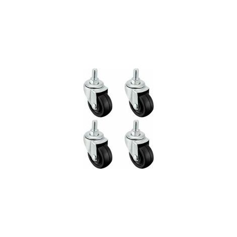RouletteLot de 4 roues en caoutchouc de 40 mm avec tige filetée M8