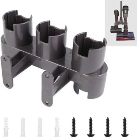 Support Mural pour Accessoires Dyson V11/V10/V8/V7 - Convertisseur d’Adaptateur Inclus - Compatible avec les Aspirateurs Dyson (Gris, Pack Complet) (1/5)