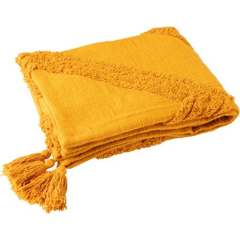 Plaid Tufté "Efren" 130x180cm Ocre (1/2)