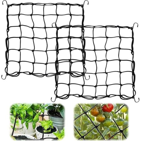 2 Pièces Filet De Treillis éLastique 60 x 60cm Filets De Treillis De Tente De Culture,Filet De Tente De Culture avec 8 Crochets,pour Plantes Grimpantes, Fruits Et Fleurs (1/5)
