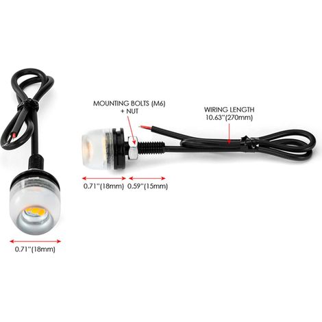 Indicatori di direzione a LED per moto, piccoli, micro, mini, per Cafe Racer, Scrambler, moto sportive, adatti ai tubi del telaio (1/4)