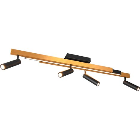 Plafoniera LED 4 luci, metallo, oro nero, 133x23x8,5 cm, Zeno (1/4)