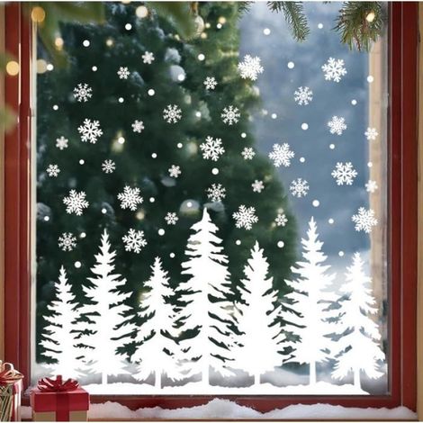 9 Stickers Noel Fenetre de Sapin de Noël, 89Pcs Decoration Autocollant Noel Fenetre Electrostatique,Stickers Vitre Noel (1/5)