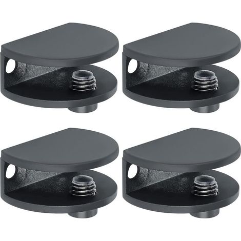 4 Pièces de Pinces à Verre, Support de Verre Réglable, Finition Peinture, Verre Adaptatif de 5-10 mm d'Épaisseur, Pince de Support de Verre, Pratique Pince Verre, Noir (1/5)