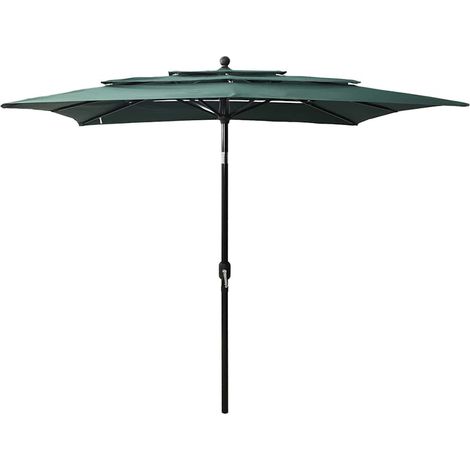 Ombrellone a 3 Livelli con Palo in Alluminio Verde 2,5x2,5 m vidaXL (1/5)