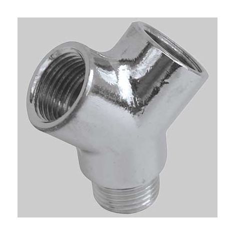 RACCORDO Y MASCHIO OTTONE CROMATO M 1/2 x F 1/2 x F 1/2 MADE IN ITALY