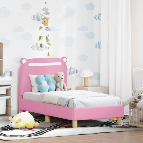 Estructura de cama para niños pequeños con cabecera Rosa Tela