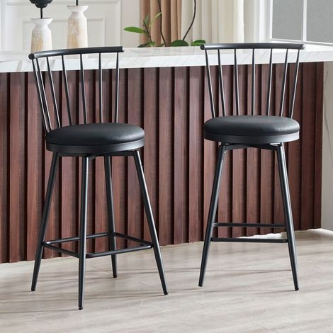 Chaise de Cuisine cadre métal siège rembourré style Windsor style industriel style vintage style minimaliste (1/5)