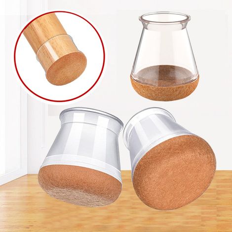 32 pezzi di protezioni per gambe di sedia in feltro siliconico ispessito, piccoli cuscinetti trasparenti, protezioni rotonde per gambe di sedia per pavimenti in parquet e piastrelle (14-19 mm)
