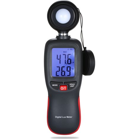 Medidor de luz digital portátil con pantalla LCD, mini luminómetro, fotómetro, medidor de luz de 0 a 200.000 lux con modo de máximo/mínimo/retención de datos. (1/5)