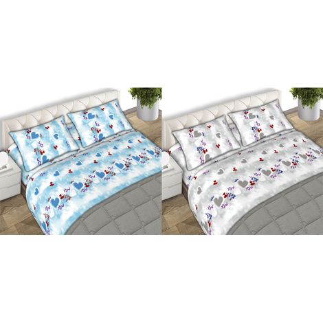 Completo Lenzuola Letto Matrimoniale 100% Cotone Made Italy Dis. Cielo CN, misura2 PiazzecoloreAzzurro (1/4)