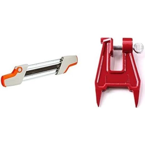Porte-lime 2 en 1 pour chaîne de tronçonneuse 3/8' P Ø 4,0 mm – Affûtage rapide et précis – Pince de serrage Oregon 26368A incluse (1/4)
