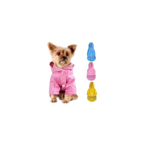 Manteau imperméable pour chien – Tissu extérieur PU – Capuche intégrée – Bande réfléchissante pour visibilité – Poids 36g – Taille petit (1/4)