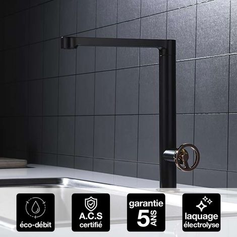 Robinet Mitigeur de Cuisine anti-calcaire Noir Mat et Or Rose IMEX OLIMPO GCC033/NOR (1/4)