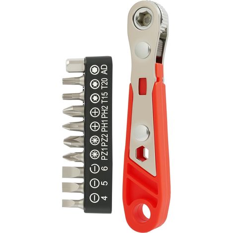 Magnetischer Winkelschraubendreher-Satz mit Kreuzschlitz – 6,35 mm PH2 Mini-Ratschenschlüssel, hochdrehmomentstarker, umkehrbarer Winkelschraubendreher mit robustem Bit-Set, ideal für beengte Platzver (1/5)