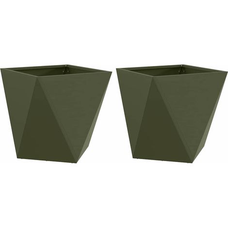 Maison Exclusive - Fioriera 2 pcs Verde oliva 40 x 40 x 40 cm Acciaio